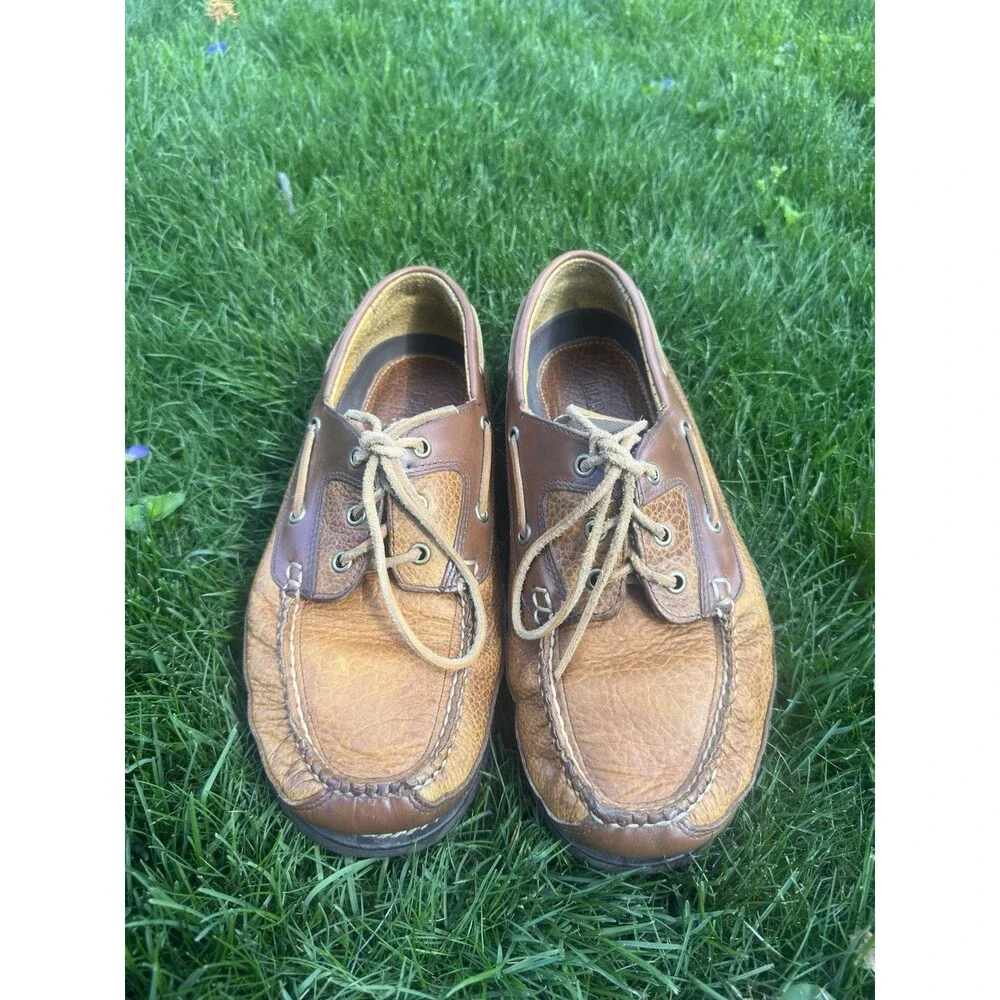 LL Bean Allagash Bison Boat Shoes Leather 244472 Mens 9.5 Oxford